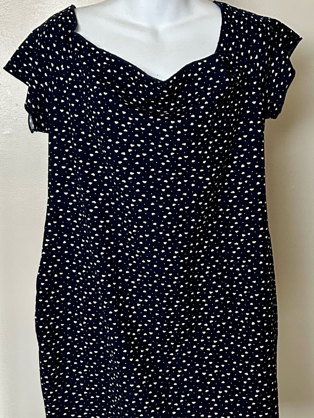SHEIN Curve Navy and White Heart Print Midi Dress